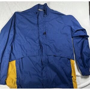 Vintage 90's NIKE XXL Windbreaker Parka Jacket‎ Full Zip Pockets Navy Yellow Y2K